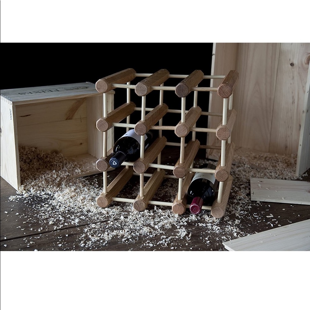 WOODEN 12 BOTTLE WINE RACK JK ADAMS CO.